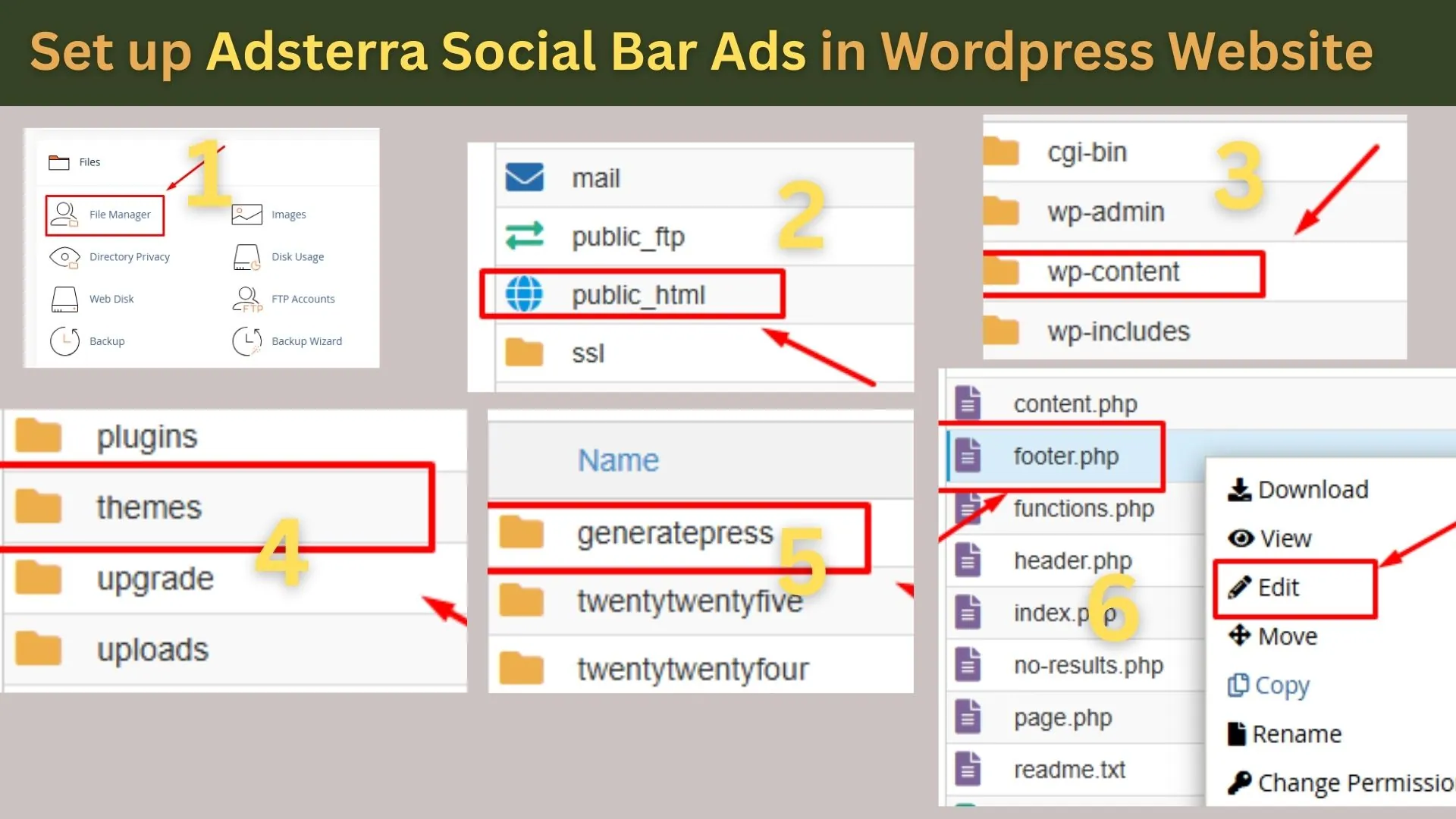 Wordpress ওয়েবসাইটে Adsterra social bar ads করার নিয়ম