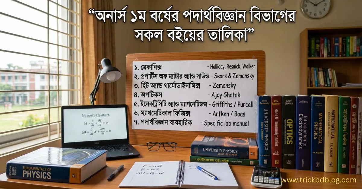 অনার্স ১ম বর্ষের পদার্থবিজ্ঞান বিভাগের সকল বইয়ের তালিকা