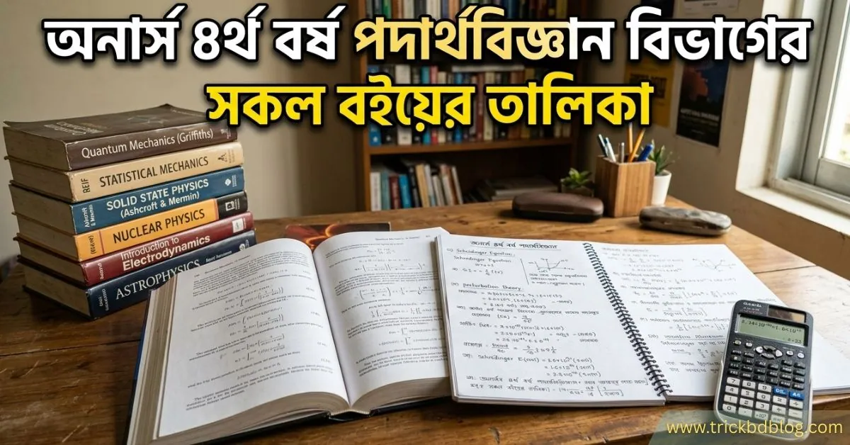 অনার্স ৪র্থ বর্ষের পদার্থবিজ্ঞান বিভাগের সকল বইয়ের তালিকা ২০২৬, Honours 4th Year Physics Department Book List