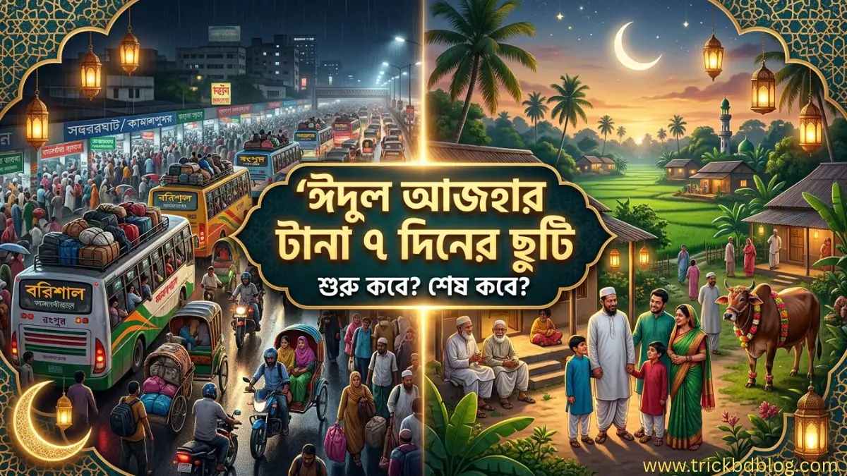 ঈদুল আজহার টানা ৭ দিনের ছুটি: কবে শুরু, কবে শেষ?,ঈদুল আজহার ছুটির তালিকা ২০২৬, ঈদে সরকারি ছুটি, ঈদুল আজহা ২০২৬